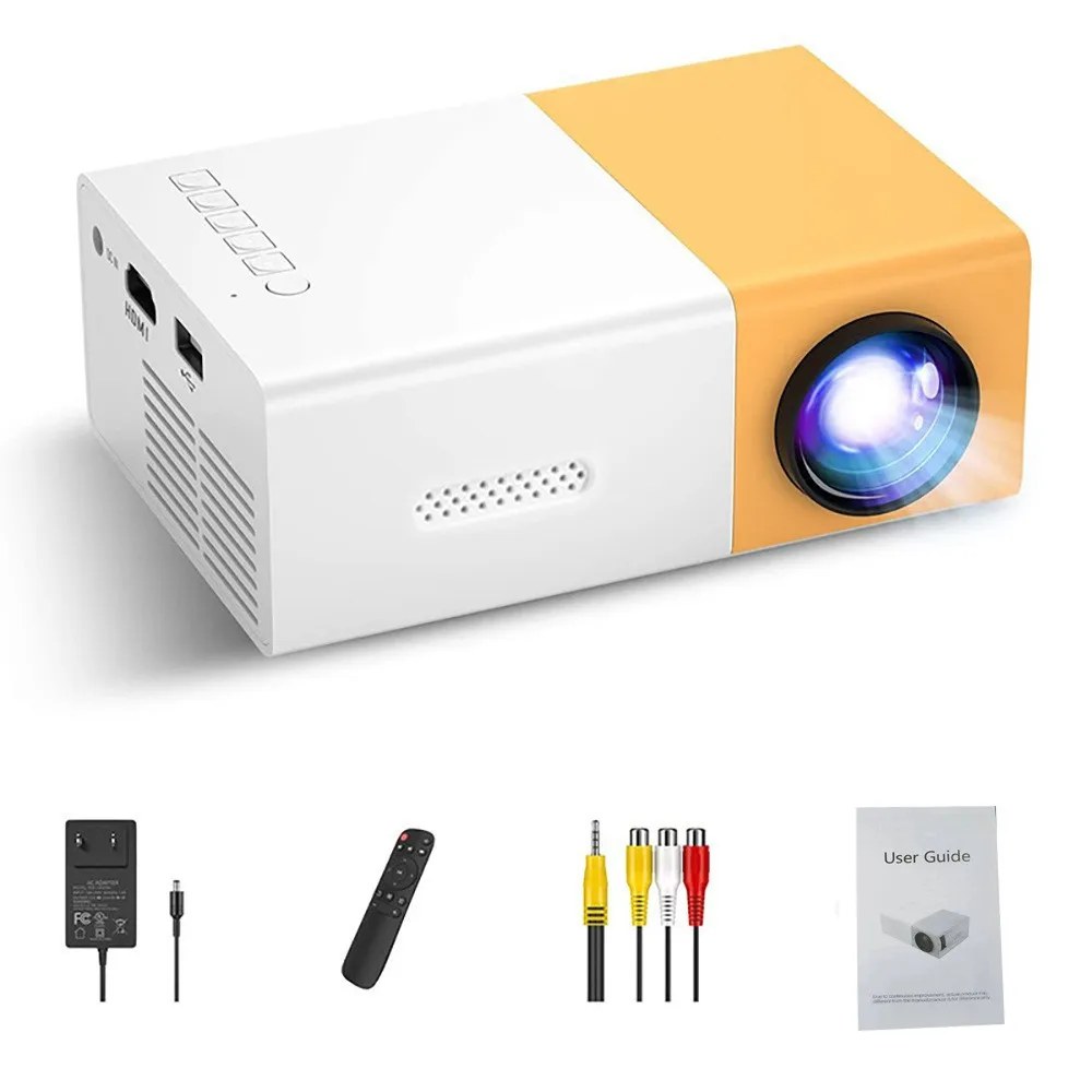 Mini Projector Portable - โปรเจคเตอร์ทีวีพกพา 110V-220V, จอฉายภาพสำหรับเด็กที่บ้าน ฉายภาพบนผนังห้องนอน รองรับความละเอียดสูง 4K