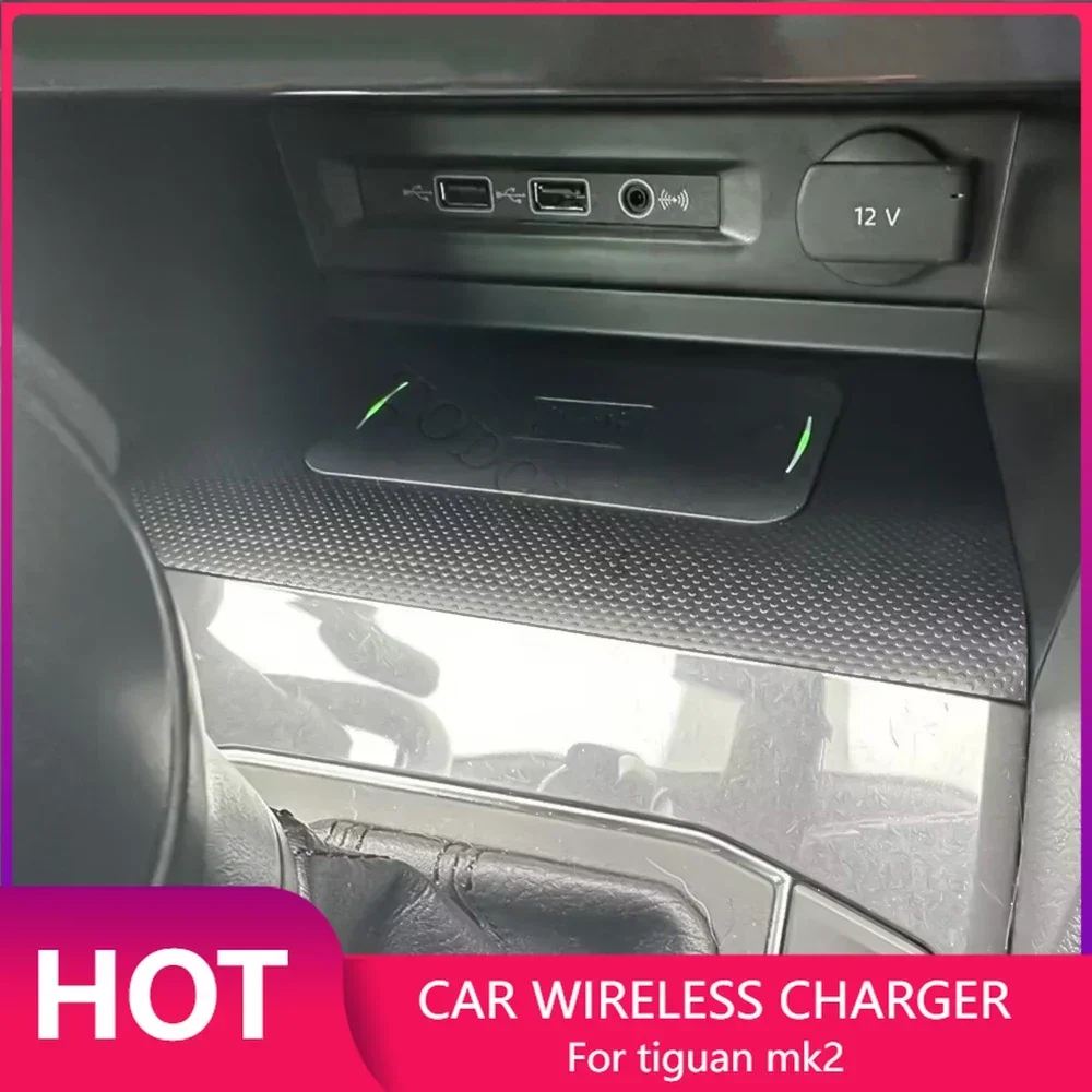 Wireless Phone Charger Pad - ที่ชาร์จไร้สายในรถยนต์สำหรับ Volkswagen Tiguan MK2 Allspace Tharu