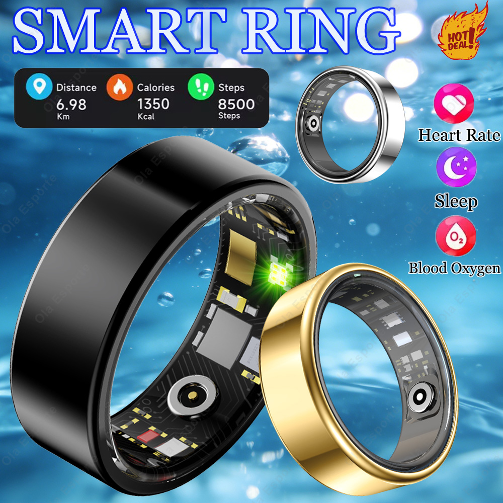 Smart Ring Health - แหวนอัจฉริยะอเนกประสงค์รุ่นใหม่ สำหรับผู้ชายและผู้หญิง พร้อมเคสชาร์จ ตรวจวัดอัตราการเต้นของหัวใจและออกซิเจนในเลือด กันน้ำ สำหรับ